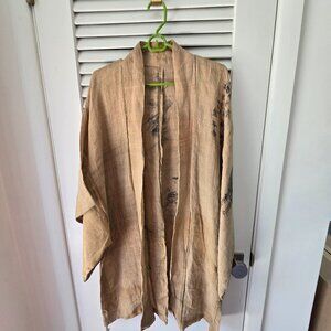 Course woven fabric kimono